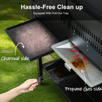 Brand Man Propane Gas & Charcoal Grill Combo with Griddle Dual Fuel BBQ Grill for Outdoor Barbecue, Black