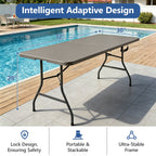 HaiCube 6FT Folding Table, Heavy Duty Portable Table, Waterproof HDPE, Foldable for Picnic, Party, Camping, Dining, BBQ, Indoor & Outdoor, White