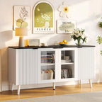 JASIWAY Buffet Cabinet with Storage 48 Rattan Sideboard Adjustable Shelves Modern Coffee Bar