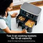 Ninja Foodi 6-in-1 FlexBasket Air Fryer with 7 QT MegaZone Basket Divider for Large Proteins