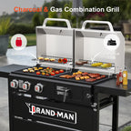 Brand Man Propane Gas & Charcoal Grill Combo with Griddle Dual Fuel BBQ Grill for Outdoor Barbecue, Black