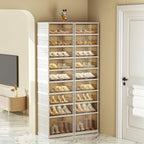 Foldable Shoe Rack Storage Rack 9-Tier - 36 Double Foldable Shoe Cabinet with Doors
