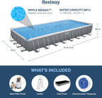 Power Steel 14' x 8'2 x 39.5 Oval Above Ground Pool Set | Includes 530gal Filter Pump, Ladder, ChemConnect Dispener