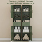 Homhedy 67 H Tall Bathroom Storage Cabinet with 2 Barn Doors and 1 Drawer Narrow Storage Unit