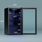 Beverage Refrigerator Cooler-120 Cans Freestanding Mini Fridge Cooler with Glass Door