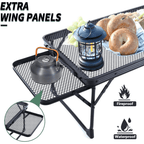 SROEDTY 40 Inch Folding Metal BBQ Grill Table, Adjustable Height Outdoor Cooking Table with 2 Side Tables, Lightweight Portable Design for Camping, Picnic and Backyard Barbecue