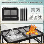 Tiagowell Lightweight Folding Grill Table with Mesh Desktop, Camping Table Folding Portable Camp Aluminum ,Picnic, Backyard, BBQ, Patio, Black