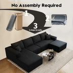 107.5 Cloud Modular Sectional Sofa Couch with L-Shape Chaise,Modern Minimalist Upholstered Couches