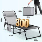 Unovivy Outdoor Chaise Lounge Chairs Portable Folding Pool Lounge Chair with Reclining Back