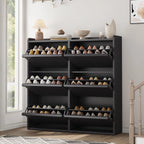 GarveeHome Shoe Cabinet with 3 Flip Top Drawers, Wooden Shoe Cabinet with Adjustable Shelves
