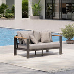 Aluminum Outdoor Patio Furniture Set with Coffee Table, 5 Piece Patio Conversation Sets, Outdoor Sectional Furniture for Porch, Balcony, Yard, Gray