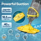 SPECSTAR Cordless Pool Vacuum with Telescopic Pole, Powerful Suction up to 18.5 GPM, 60 Mins Running Time, Handheld Rechargeable Swimming Pool Cleaner for Pools/Spas/Hot Tubs, Yellow