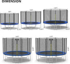 AOTOB 8FT 10FT 12FT 14 FT 15FT Trampoline with Safety Enclosure Net Outdoor Trampoline