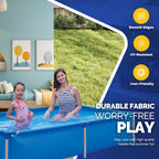 Honeydrill 6.2ft x 4.2ft x 16.5in Rectangular Metal Frame Above Ground Swimming Pool for Family, Blue