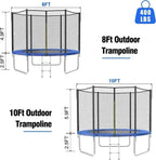 AOTOB 8FT 10FT 12FT 14 FT 15FT Trampoline with Safety Enclosure Net Outdoor Trampoline