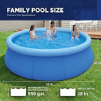 Honeydrill 12 ft x 36 in Above Ground Inflatable Pools, Top Ring Easy-Set Round Pool, Blue