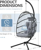 SWITTE Egg Chair Outdoor with Stand Indoor Wicker Hanging Egg Swing Chair with Cushion