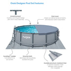 Funsicle 14' x 42 Oasis Above Ground Pool Set with Pump, Round Frame - Cool Gray