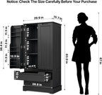 Gizoon Kitchen Pantry Cabinet with Drawers Freestanding Bathroom Storage Cabinet with Doors and Shelves, 47 Inch Small Pantry Cabinet