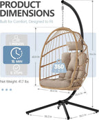 SWITTE Egg Chair Outdoor with Stand Indoor Wicker Hanging Egg Swing Chair with Cushion