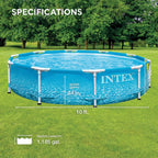 Intex: Beachside Metal Frame Pool - 10' x 30 - Above Ground Swimming, Puncture-Rust Resistant, T-Joint Setup, Family Water Play, 1185 Gal, 28206EP
