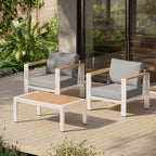 Aluminum Outdoor Patio Furniture Set with Coffee Table, 5 Piece Patio Conversation Sets, Outdoor Sectional Furniture for Porch, Balcony, Yard, Gray