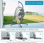 Hanging Egg Chair with Stand and Leg Rest Rattan Wicker Swing Hammock Chair UV-Resistant Cushion