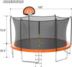 AOTOB 8FT 10FT 12FT 14 FT 15FT Trampoline with Safety Enclosure Net Outdoor Trampoline