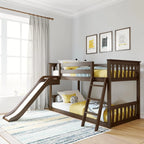 Max & Lily Fundamental Twin Low Bunk Bed Kids Solid Wood Modern Bed Frame Strong Wooden Slats