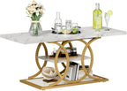 GiftGo Rustic Style Coffee Table Storage Industrial Style Three Tier Centerpiece Living Room Table
