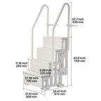 KFFKFF 4-Step Above Ground Pool Ladder, Anti-Slip Pool Steps with Dual Handrails, Supports 400 lbs, Fits 48-54 Inground & Above-Ground Pools, Creamy White