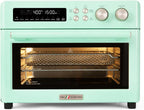 Infrared Heating Air Fryer Toaster Oven, Extra Large Countertop Convection Oven 10-in-1 Combo, 6-Slice Toast, Enamel Baking Pan Easy Clean with Recipe Book, Black Matte Stainless Steel
