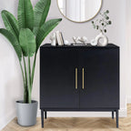 Free Standing Cabinet Black Wood for Living Room, Bedroom, Dining Room, Hallway, Entryway