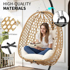 Egg Chair with Stand Patio Wicker Hanging Chair Hammock Swing Chair 350LBS Capacity for Bedroom