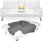 Best Choice Products Faux Leather Upholstered Modern Convertible Futon, Adjustable Folding Sofa Bed