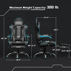 Gaming Chair with Massage Lumbar Support and Footrest Height Office Gaming Chair