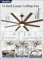 Ceiling Fan Indoor/Outdoor 8 Blades 65 inches