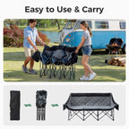 Oversized 3 Person Camping Chair Folding Padded Loveseat with Cup Holders and Carry Bag