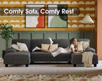 Furmax Sectional Couches for Living Room U-Shaped Sofa Couch Linen Fabric 4 Seat Sofa Set