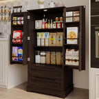 Gizoon Kitchen Pantry Cabinet with Drawers Freestanding Bathroom Storage Cabinet with Doors and Shelves, 47 Inch Small Pantry Cabinet