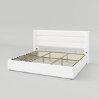 Allewie Queen Size Lift Up Storage Bed Modern Wingback Headboard Hydraulic Support