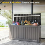 EAST OAK Outdoor Storage Box 60 Gallon Deck Box Indoor and Outdoor Use Waterproof Resin Storage