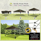 10x10 Pop-Up Awning One-Click Installation Beach Tent Outdoor Sunshade Silver Coated Top