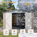 Aoxun 7.4x5.3FT Shed with Floor Galvanized Steel Outdoor Storage Shed Metal Garden Shed