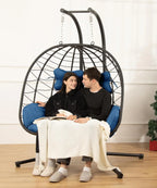 Double Egg Chair Hammock Swing Chair Foldable Hanging Loveseat UV Resistant Cushions