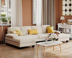 Furmax Sectional Couches for Living Room U-Shaped Sofa Couch Linen Fabric 4 Seat Sofa Set