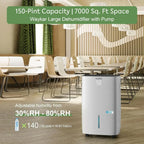 Waykar 2000 Sq Ft Dehumidifier for Home and Basements with Auto or Manual Drainage