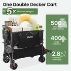 Double-decker cart 500 lb capacity 400 liter foldable cart all-terrain wheels foldable cart