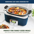 8-in-1 Programmable 6QT Electric Slow Cooker with Dishwasher-Safe Lid and Removable Base