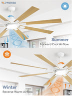 ZMISHIBO 72 inch Large Ceiling Fans with Lights and Remote, Indoor/Outdoor Black Modern Ceiling Fan for Kitchen Living Room Patio, 6 Speed Reversible Quiet DC Motor, 3 CCT, Dual Finish 8 Blades